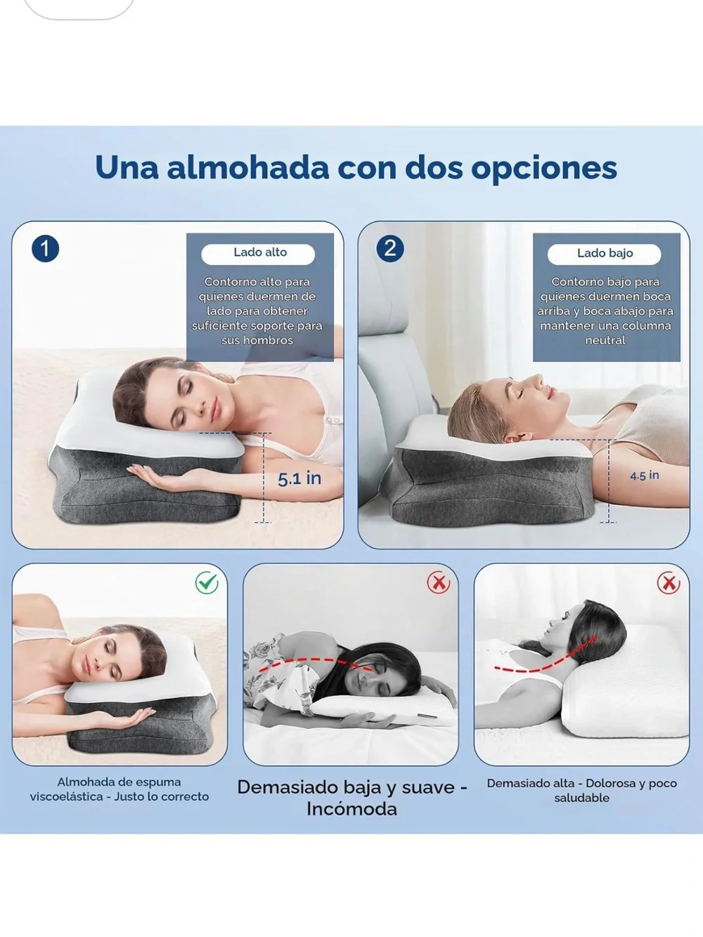 Cooling Contour Sleep Pillow in White and Gray